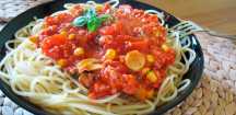 Espagueti con salsa de verduras